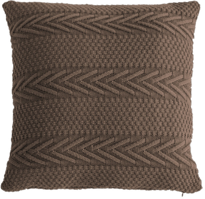 와다다샵 골지 니트 텍스타일 무지 쿠션 커버 솜포함, 브라운