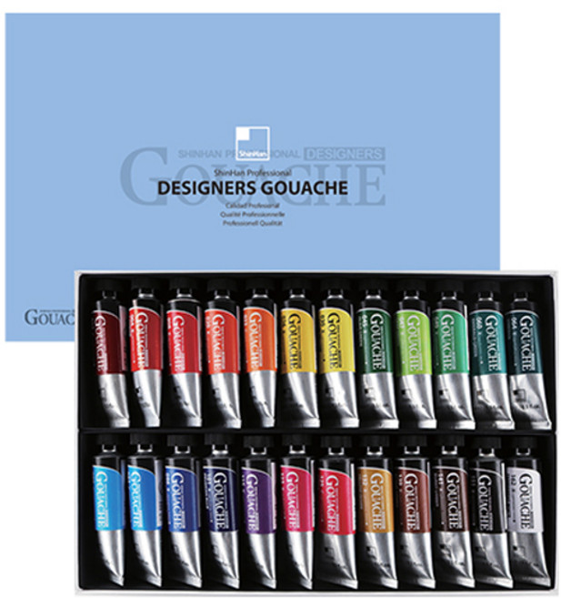 신한화구 전문가 디자이너 과슈 세트 A, 15ml, 24색