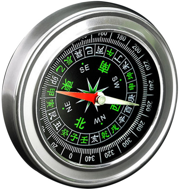 휴대용 실외 스테인레스 지남침 방수 야광 나침반, 1개, 실버