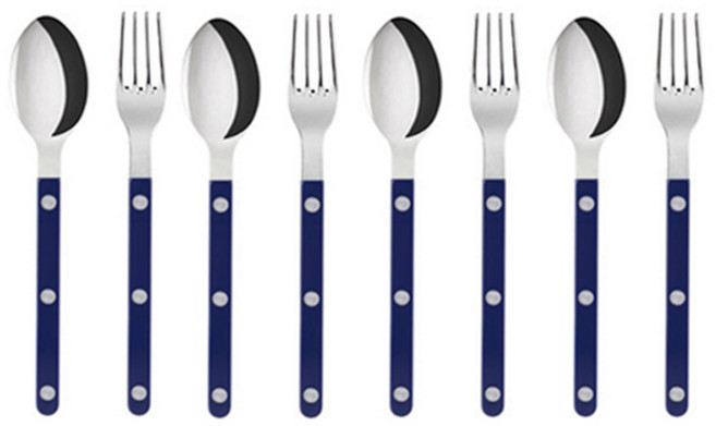 사브르 비스트로 티스푼 + 케이크 포크 세트, 샤이니 + 네이비, 스푼 + 포크, 4세트
