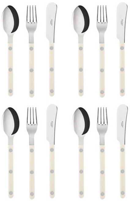 사브르 비스트로 양식커트러리 세트, 아이보리, 티스푼 4p + 케이크 포크 4p + 버터 스프레더 4p, 1세트