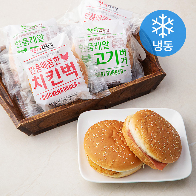 한끼의품격 레알 불고기 버거180g x 3팩 + 매콤한 치킨벅 160g x 3팩 (냉동), 1.02kg, 1세트