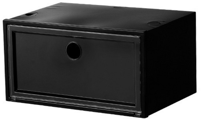 팝마인즈 플라스틱 투명 앞문 신발장, 블랙, 1개