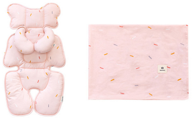 에시앙 슈슈 유모차 라이너 + 목쿠션 + 블랭킷 세트, 핑크, 1세트