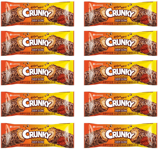 롯데웰푸드 크런키 초코바, 30g, 10개