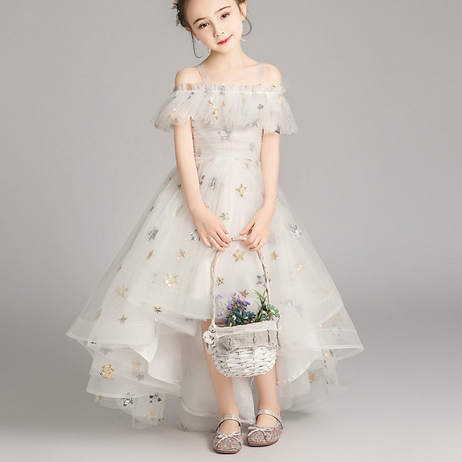 Edgeland 女童款銀河露肩不對稱洋裝