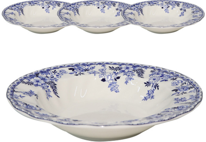 존슨브라더스 클래식 그릇 파스타볼 22cm, 블루 + 화이트, 4개