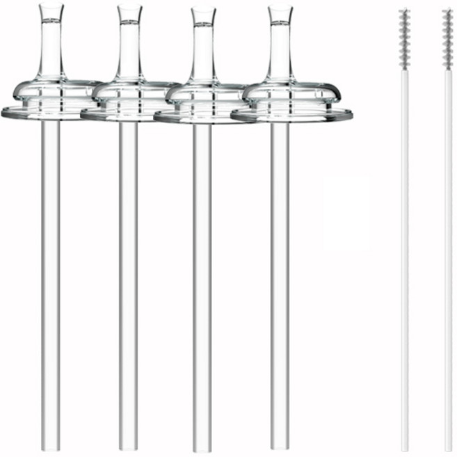 순수아 빨대꼭지 4p + 빨대 4p + 솔 2p 세트, 1세트, 투명