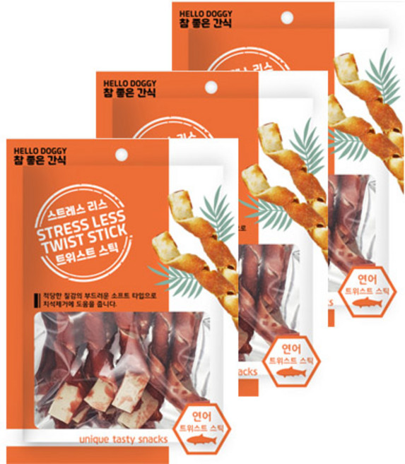 참좋은간식 강아지 트위스트 스틱 8p, 연어맛, 104g, 3개