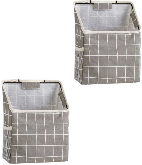 리비움 벽걸이 린넨 수낭 가방 Rv-0013254, 체크그레이, 2개