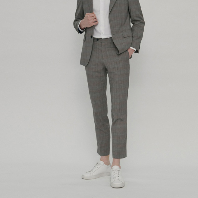 스탠아드 남성용 울 블렌드 체크 수트 팬츠