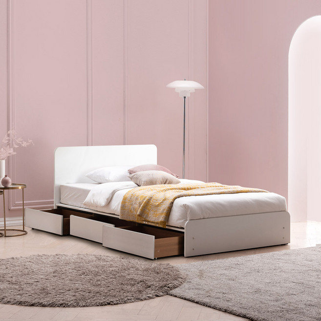 젠티스 포니 3단 수납침대 + 베이직 본넬 매트리스 방문설치, 화이트