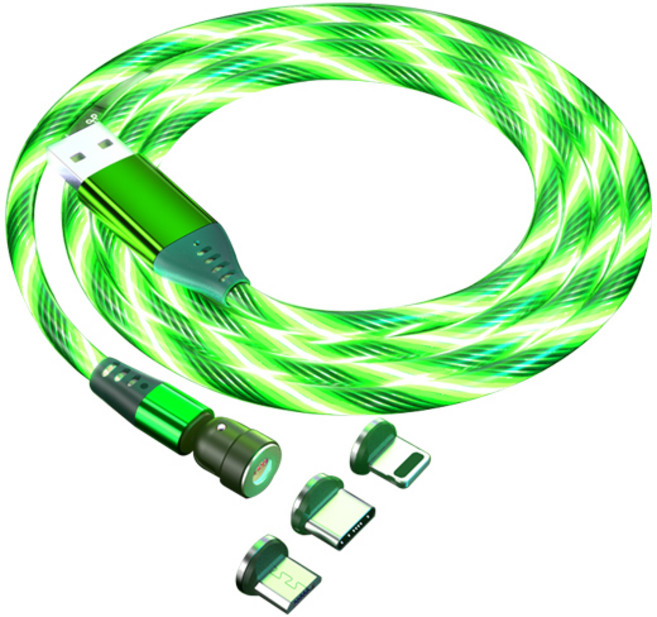 라온 스트리머 마그네틱 고속충전 케이블 RASMC7550, 라이트그린, 1m, 1개