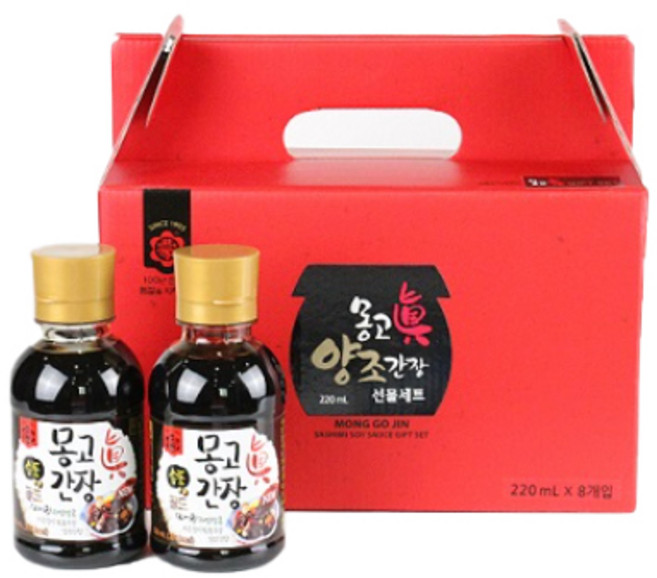 몽고진간장 프리미엄 송품 골드 양조 진간장 선물세트, 220ml, 8개