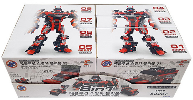 03 아이프렌즈 에볼루션 소방차 블럭봇 8종 세트, 혼합색상, 1개