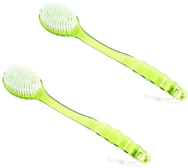 팝마인즈 샤워 목욕 긴 둥근 손잡이 브러시, 그린, 2개, 1개입