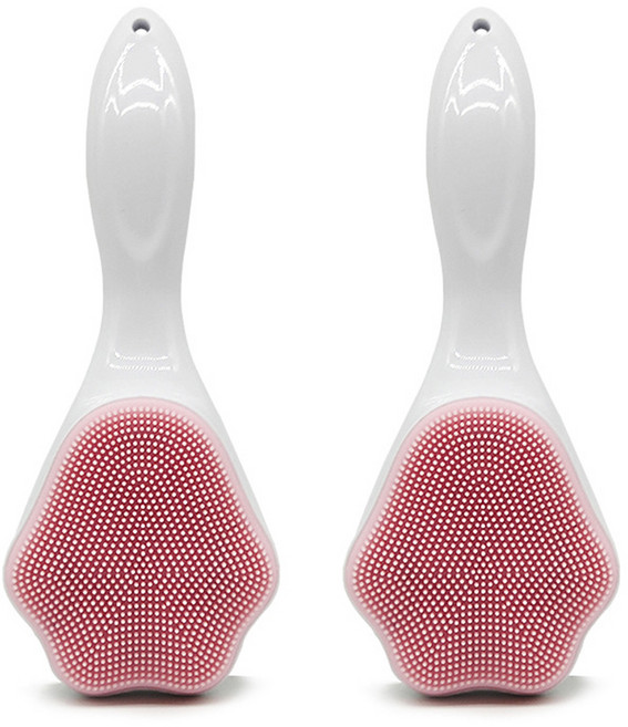 팝마인즈 귀여운 클렌징 페이스 브러시, 레드, 1개, 2개입