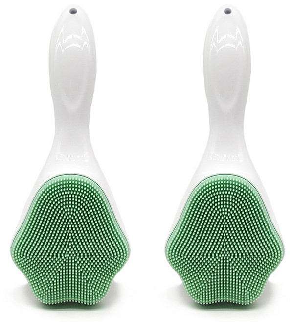 팝마인즈 귀여운 클렌징 페이스 브러시, 그린, 2개, 1개입