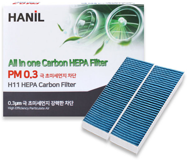 한일 차량용 QM6 PM 0.3 활성탄 에어컨 필터 2p 세트, 1세트, GG189