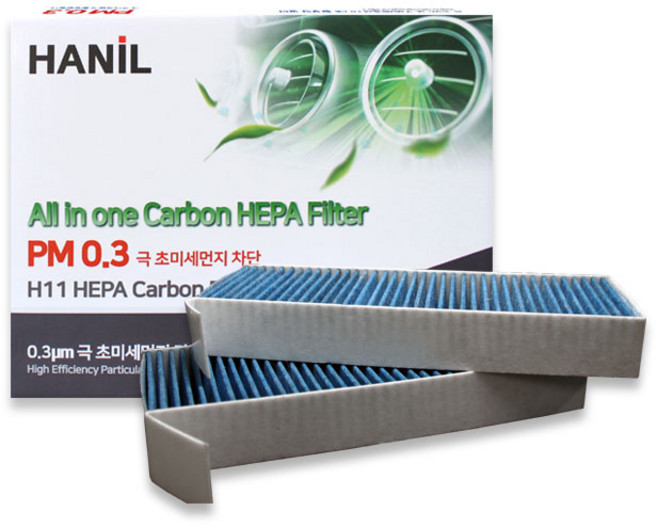 한일 차량용 SM6 PM 0.3 활성탄 에어컨 필터 2p 세트, 1세트, GG187