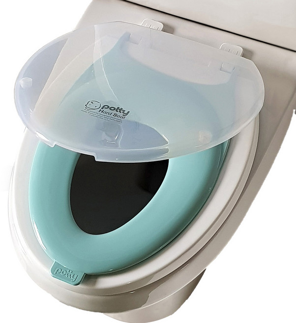 포띠즈 크린 유아 겸용 변기커버 중대형, 투명+민트