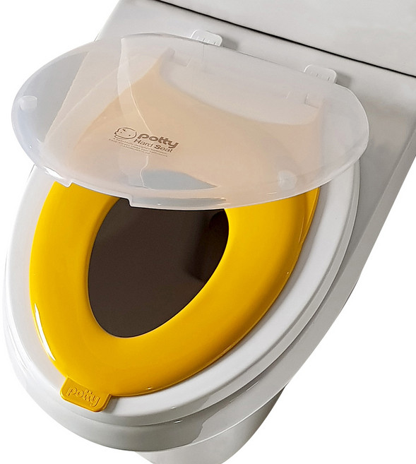 포띠즈 크린 유아 겸용 변기커버 중대형, 투명+옐로우