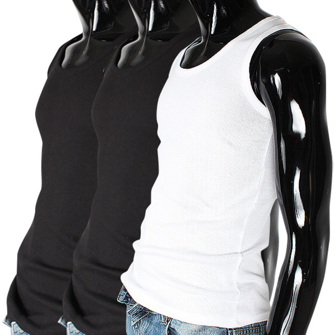 유투 남성용 통기성 골지 나시 3p