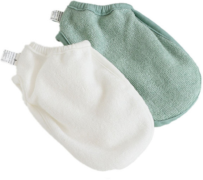 밤부베베 순한 대나무 톡톡 버블핸드 양면형 아기목욕장갑 2종 세트, 아이보리, 그린, 1세트