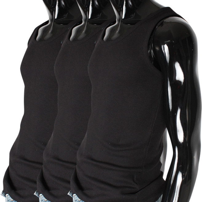 유투 남성용 통기성 골지 나시 3p