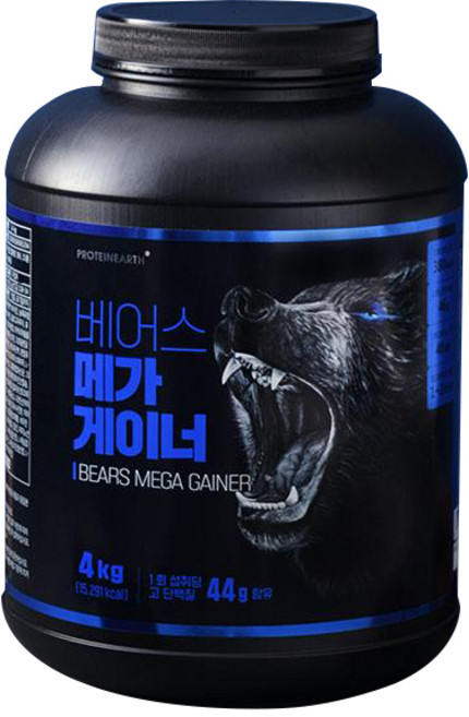 프로틴어스 베어스 메가 게이너 벌크업 헬스 보충제, 1개, 4kg