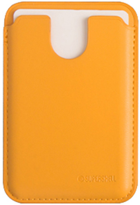 슈퍼쉘 맥세이프 아이폰 가죽 카드지갑 포켓 U형, 옐로우, 1개