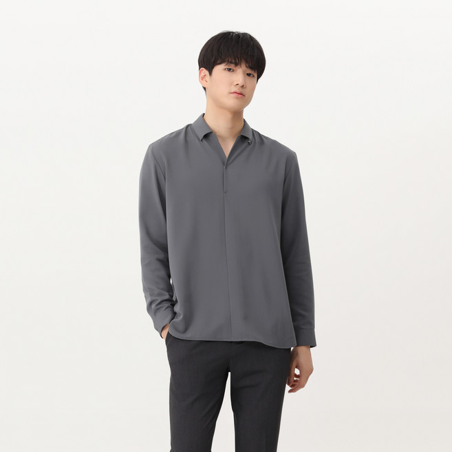 마인드브릿지 남성용 모달 혼방넥 변형 풀오버 오버 셔츠 MUWS6101