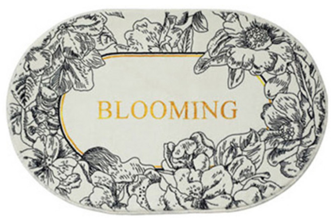 missmone 루이즈 북유럽 빈티지 발매트 타원, B블루밍