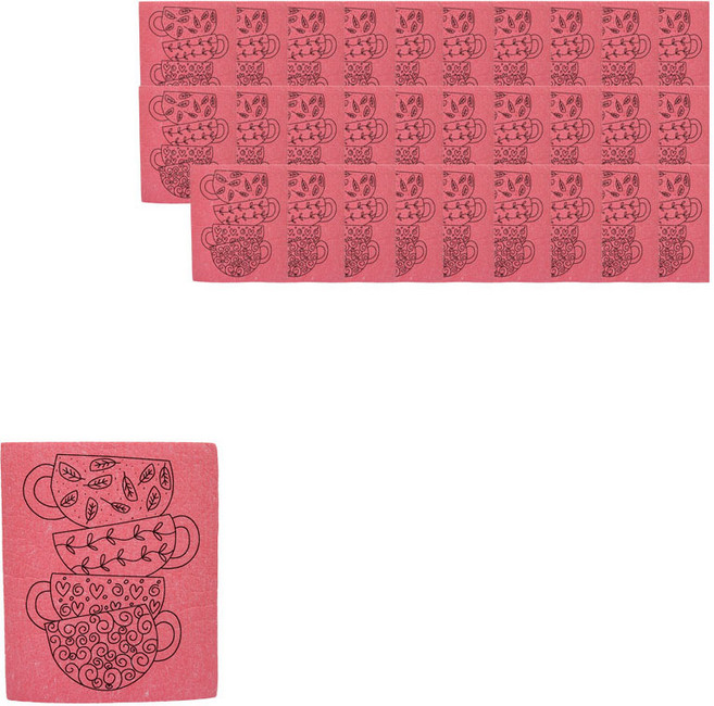 컬러 일러스트 예쁜 빨아쓰는 행주 컵 시리즈 로즈 레드, 3개, 10개