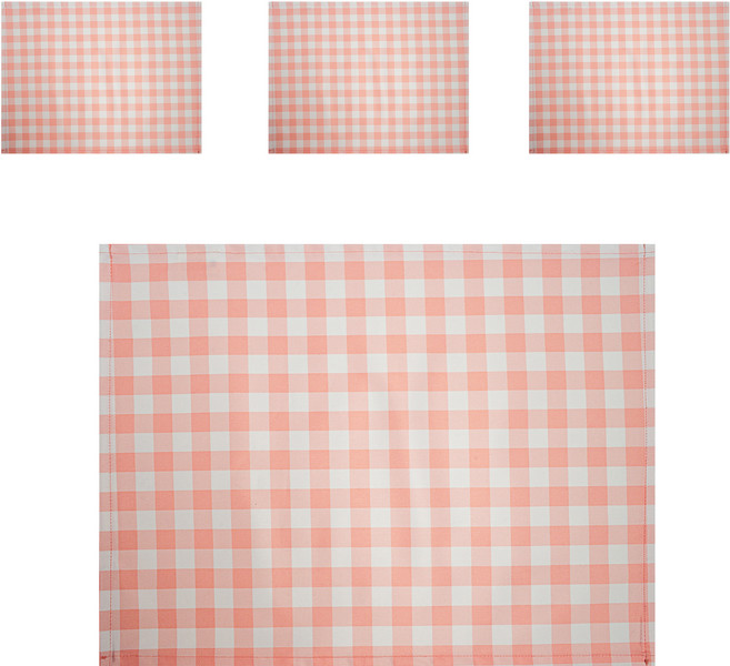더해피 방수코팅 식판매트 4P, 체크 피치, 41 x 31 cm