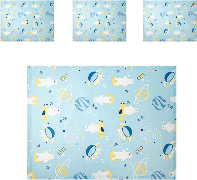 더해피 방수코팅 식판매트 4P, 백곰 스카이, 41 x 31 cm