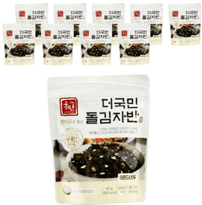 더국민 현미유 아몬드 앤 호두 돌 김자반 골드, 40g, 10개