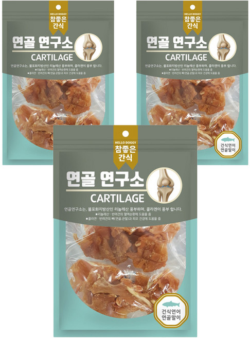 참좋은간식 강아지 건식타입 연골말이 간식, 연어, 100g, 3개