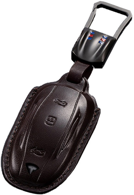 크로니클 벨루가 테슬라 가죽 키케이스 B타입, 다크브라운, 1개, 테슬라 B타입