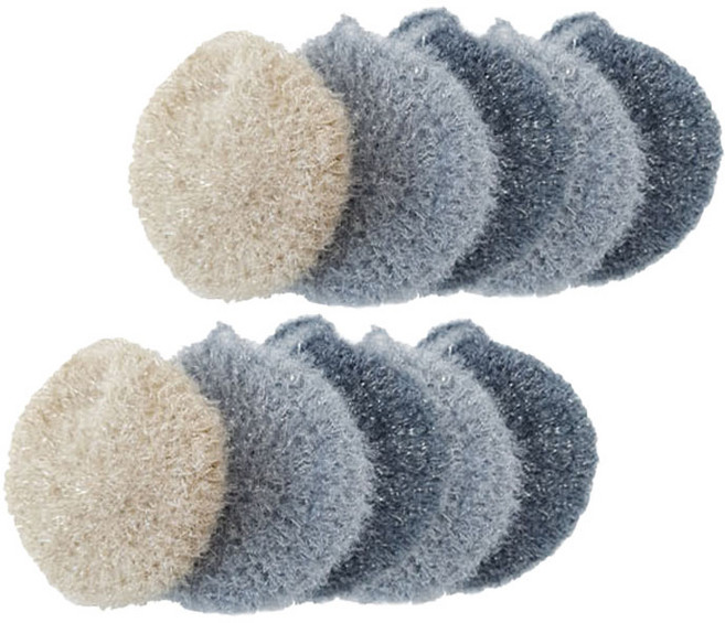 선우랜드 실버 원형 두겹 아크릴 수세미 5종 세트, 10개