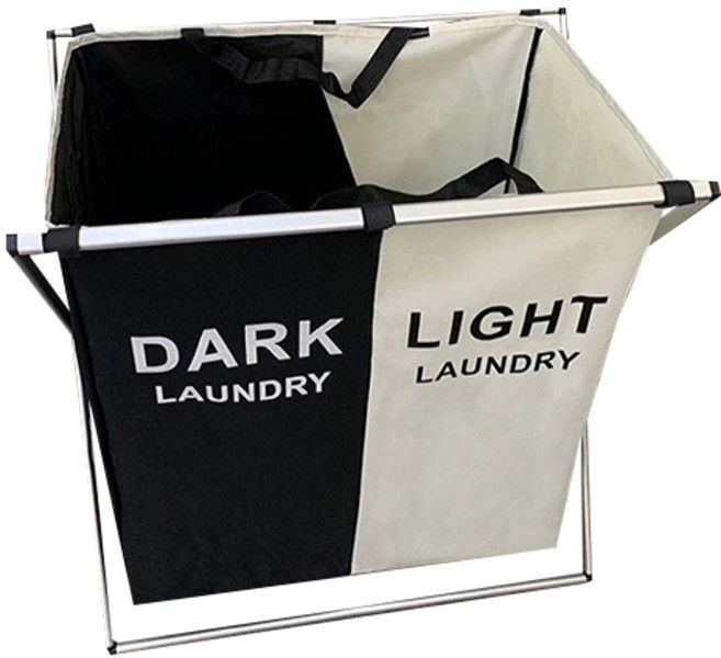 로커스 구분 2단 빨래바구니, 검은색 + 흰색