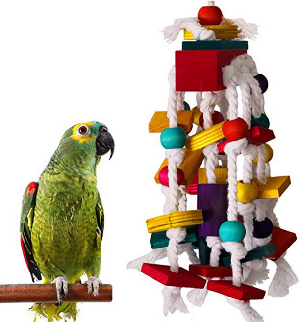 유진토피아 키워도 앵무새 로프 장난감, 혼합색상, 1개