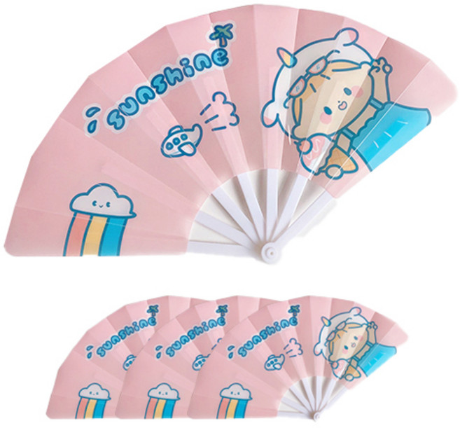 부러워서 나만 쳐다봐 여름 완소템 휴대용 접이식 부채, 썬샤인, 4개