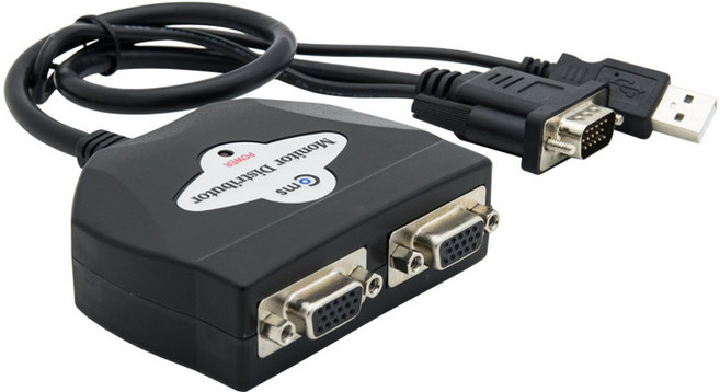 컴스 모니터 분배기 2대1 USB 전원 케이블 일체형, 본상품선택, 1개