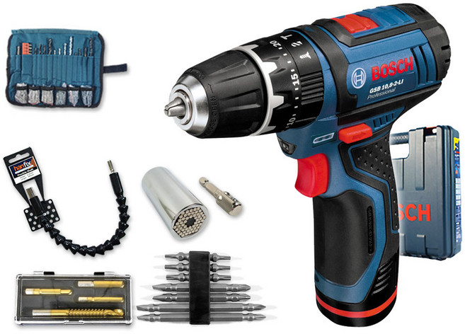 보쉬 충전 전동드릴 홈키트H 공구세트 GSB10.8-2LI(1B), 1세트
