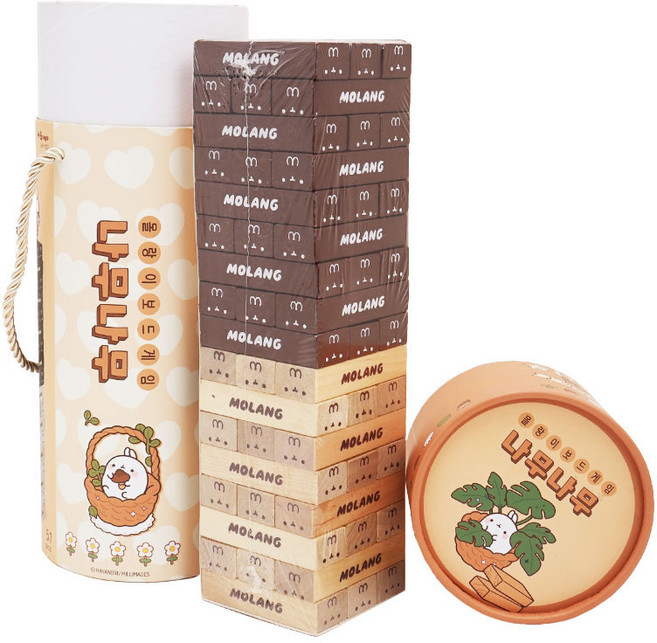 비앤씨 몰랑이 나무나무 원목젠가 보드게임, 혼합색상, 1개