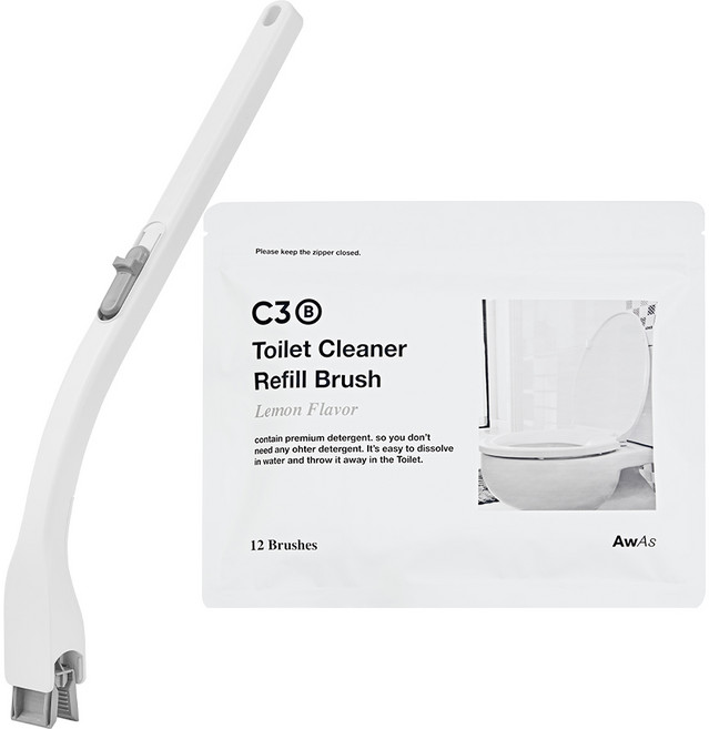 어웨이크어슬립 변기클리너 레몬향 핸들 + 리필 12p + 전용 핸드걸이, 1세트