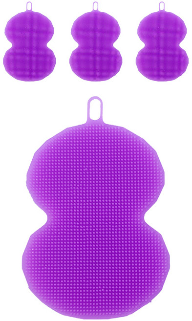 디에닐 조롱박 실리콘 수세미 퍼플, 1개입, 4개