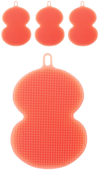 디에닐 조롱박 실리콘 수세미 오렌지, 1개입, 4개