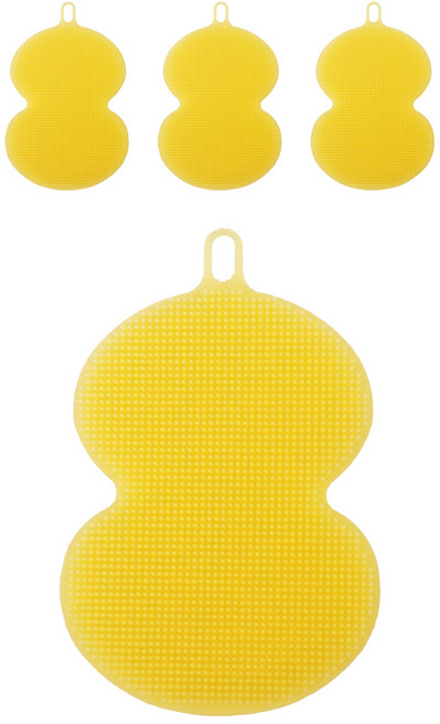 디에닐 조롱박 실리콘 수세미 옐로우, 1개입, 4개